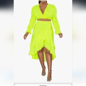 - Neon Green Women's Skirt Set